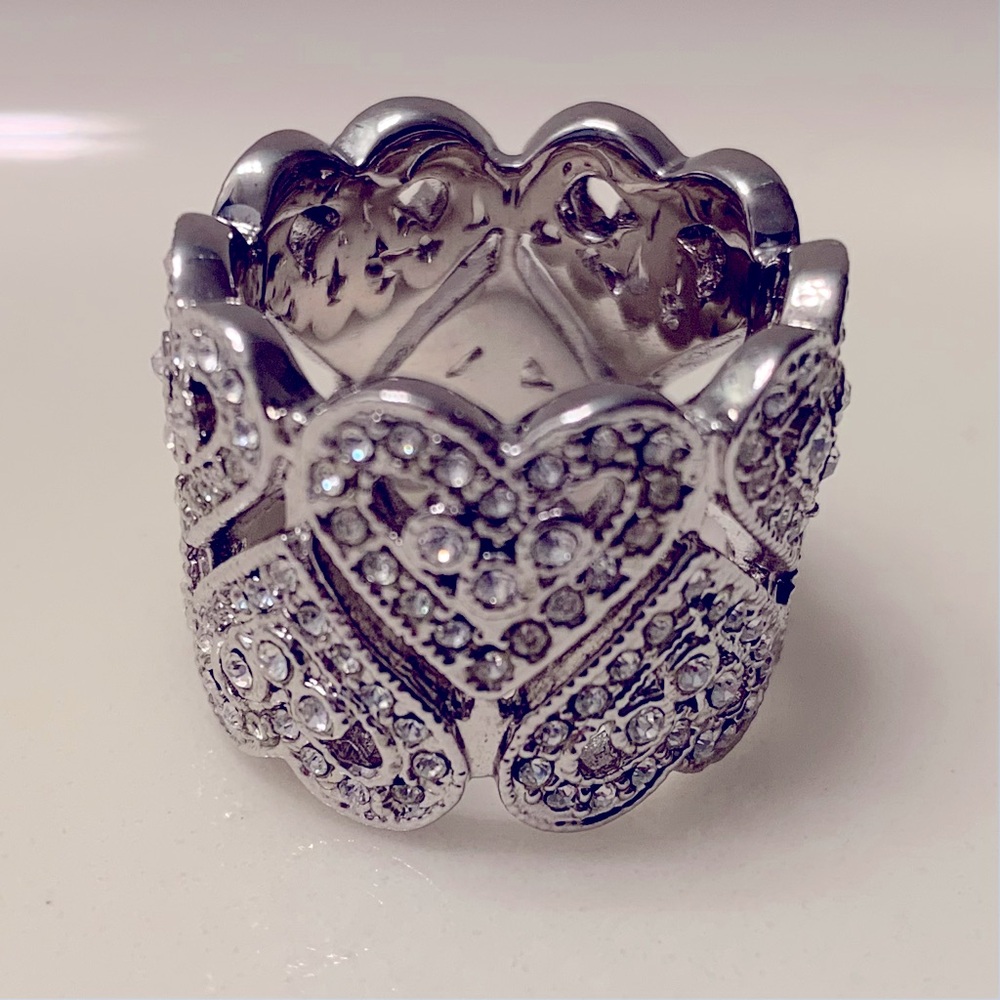 Beautiful Pave Heart Ring Size 8 1/2